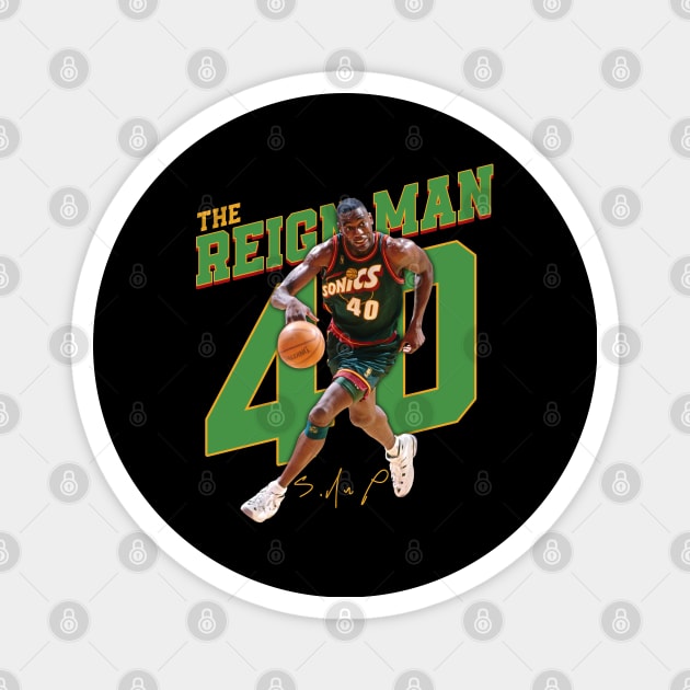 Shawn Kemp The  Reign Man Basketball Legend Signature Vintage Retro 80s 90s Bootleg Rap Style Magnet by CarDE
